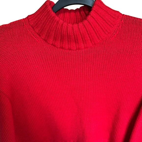 Aritzia Wilfred Free Harper Sweater Merino Wool Turtleneck Bright Red Size Small - Picture 5 of 13